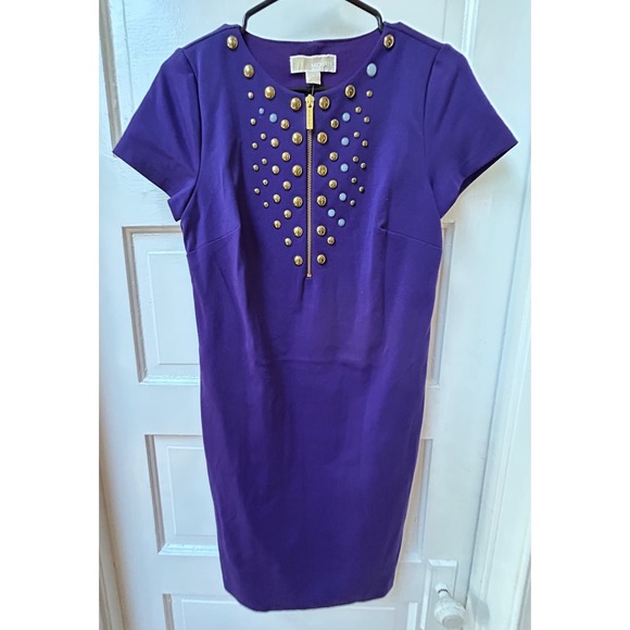 MICHAEL Michael Kors Dresses & Skirts - Michael Kors Iris Purple Studded Embellished Sheath Dress Size Small